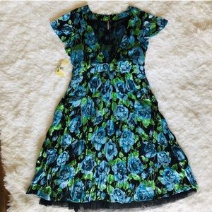 Free People NWT blue floral silk dress